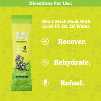 HydroStick, Hydration Support, Electrolyte Drink Mix, Stick Packs, 12ct Gusset Bag, 97g